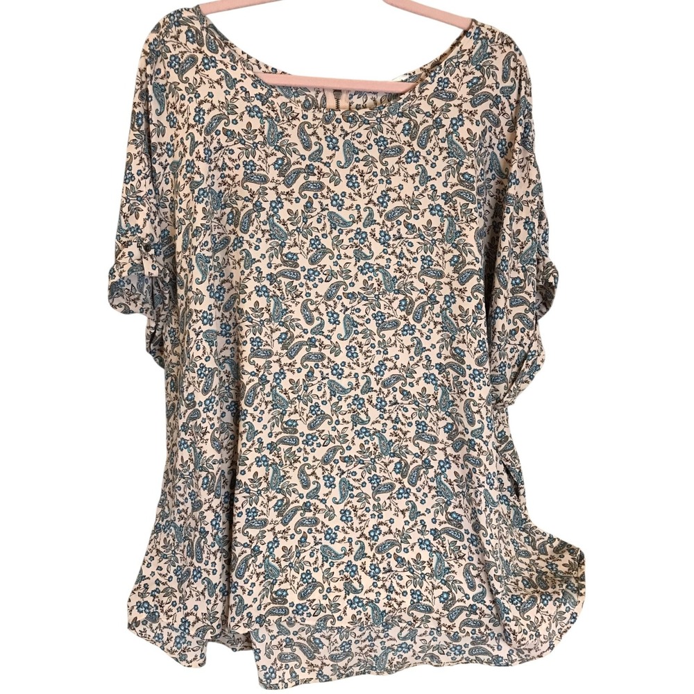 Maurices Light Pink Floral  Paisley Print Blouse‎ ~ Sz 4- 4X Casual Boho Office